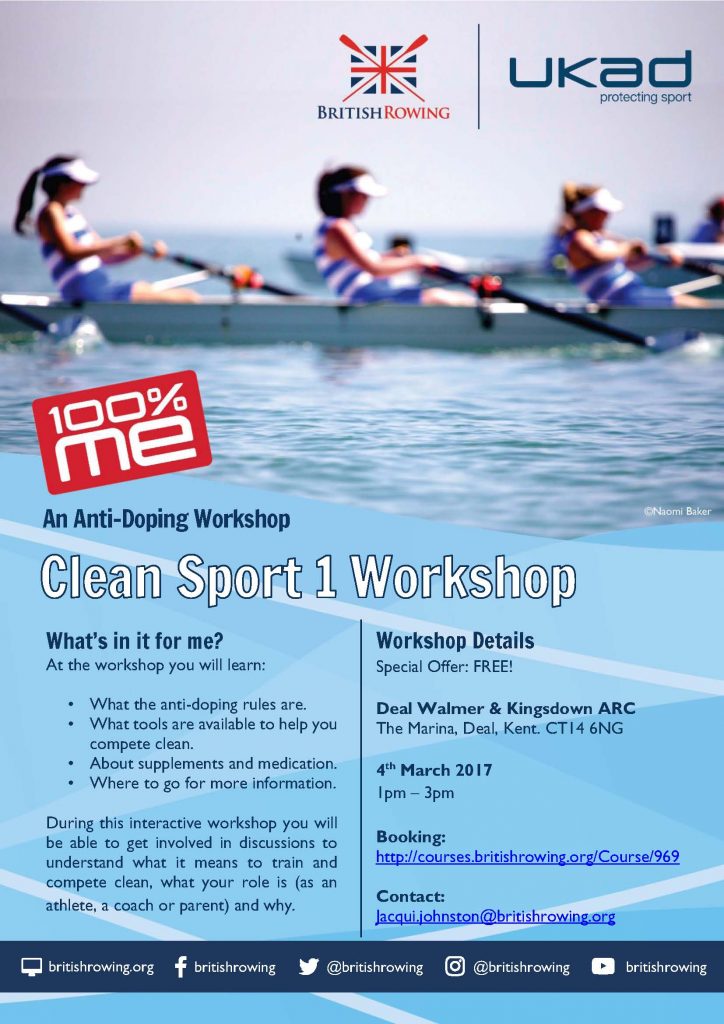 Clean Sport 1 Workshop – New Date | Dover Rowing Club
